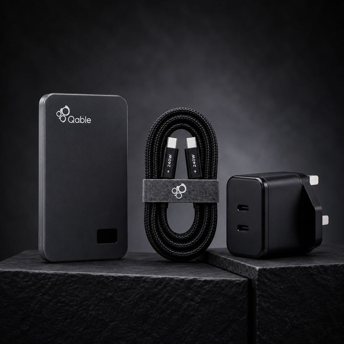 Travel Bundle – Qable Power Bank 10,000mAh + Charging Cable + GaN Charger