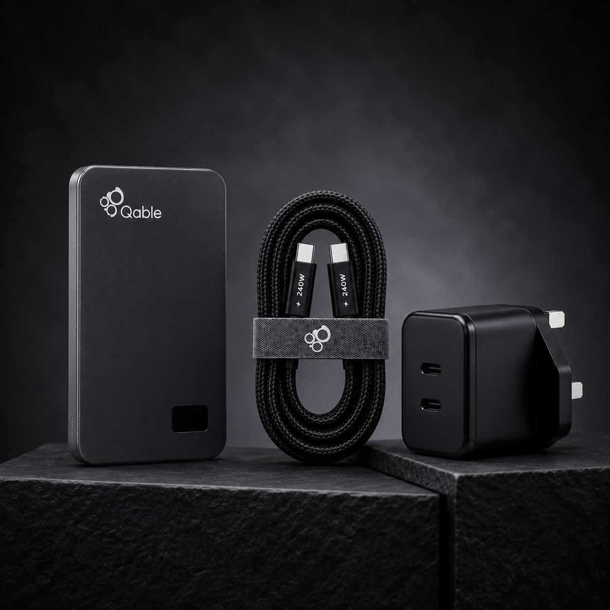 Travel Bundle – Qable Power Bank 10,000mAh + Charging Cable + GaN Charger