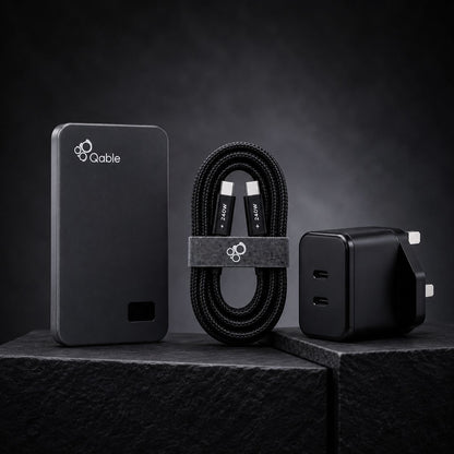 Travel Bundle – Qable Power Bank 10,000mAh + Charging Cable + GaN Charger